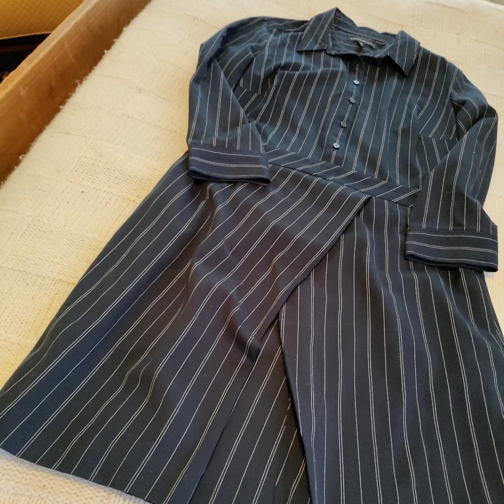 Banana Republic size 10, navy-blue, variegated pin-strip dress